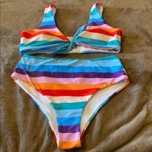 Rainbow stripe bikini